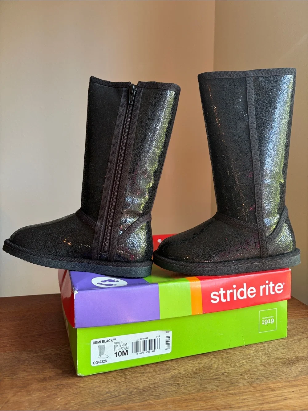 Stride Rite Black Glitter Tall Girls' Boots